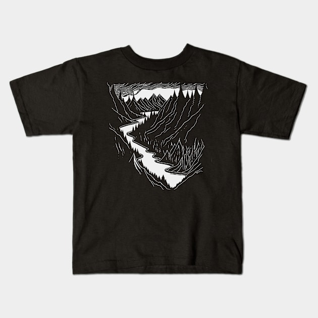 Mountains Rivers Kids T-Shirt by Bongonation